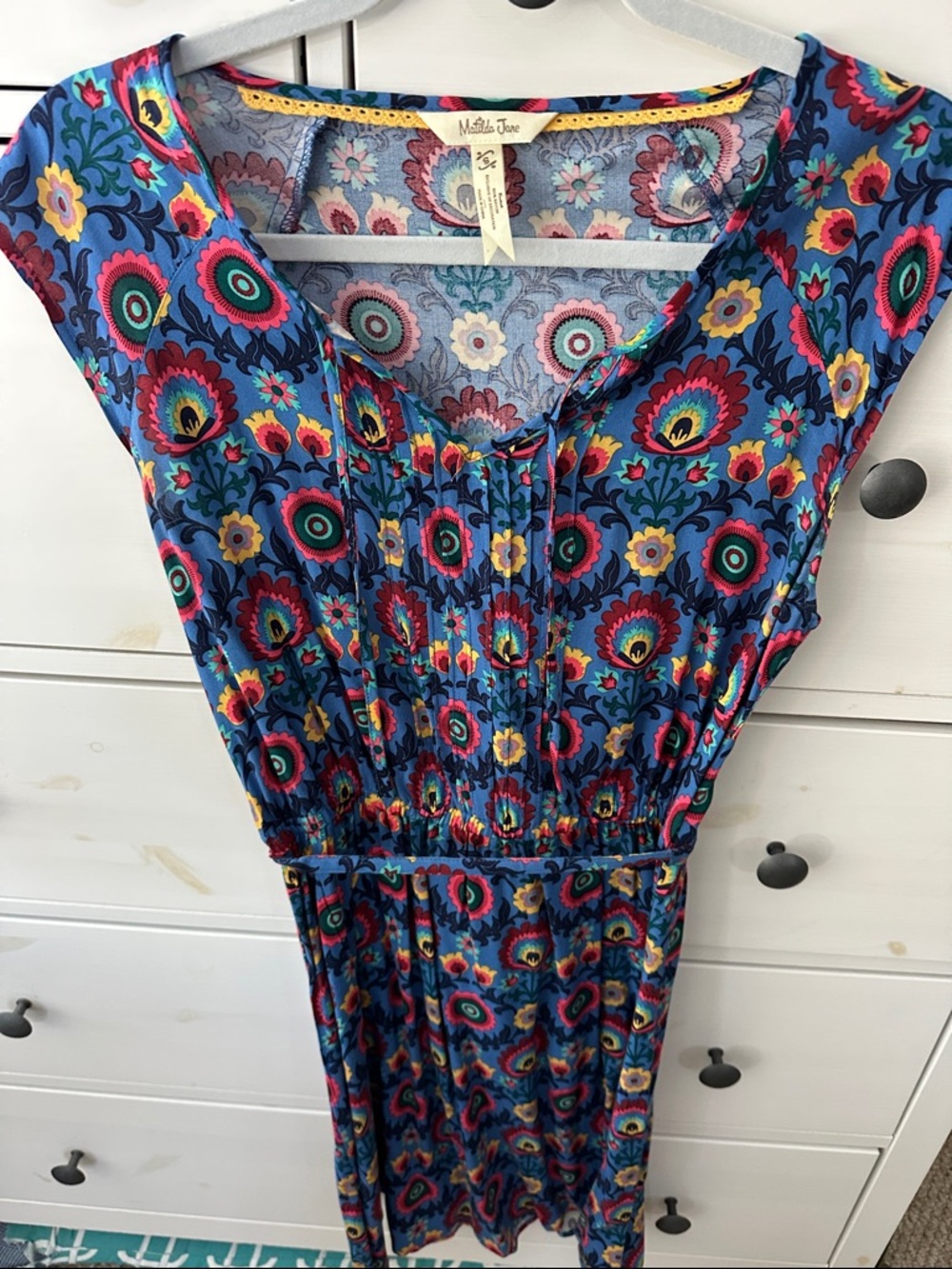 Matilda Jane Blue Floral Midi Dress with Multicolor Blooms